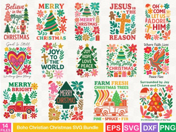 Boho Christian Christmas SVG for Graphics & T-Shirt Designs