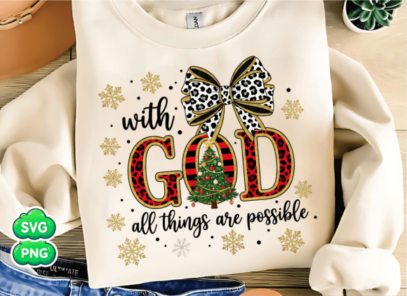 Jesus Christmas,with God All Things Are: T-Shirt Designs & Graphics